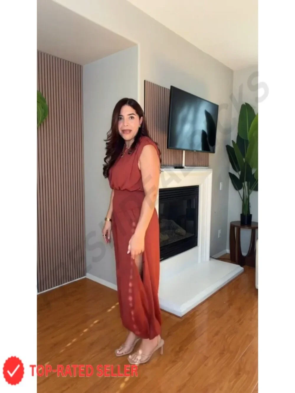 Womens Dressy Jumpsuit Sleeveless High Slit One Piece Vacation Casual Outfit